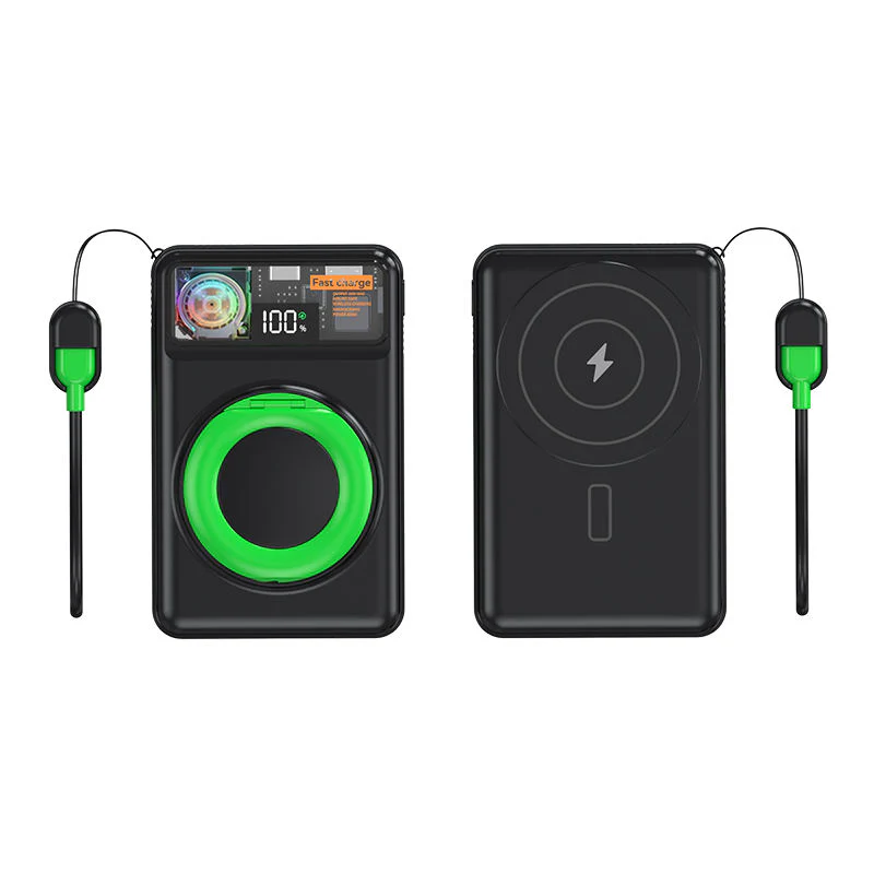 10,000 mAh Magnetic Power Bank with Built-in Lanyard, Cable, Mini Fan & Phone Stand — Fast Charge & Cooling for Travel - Image 3