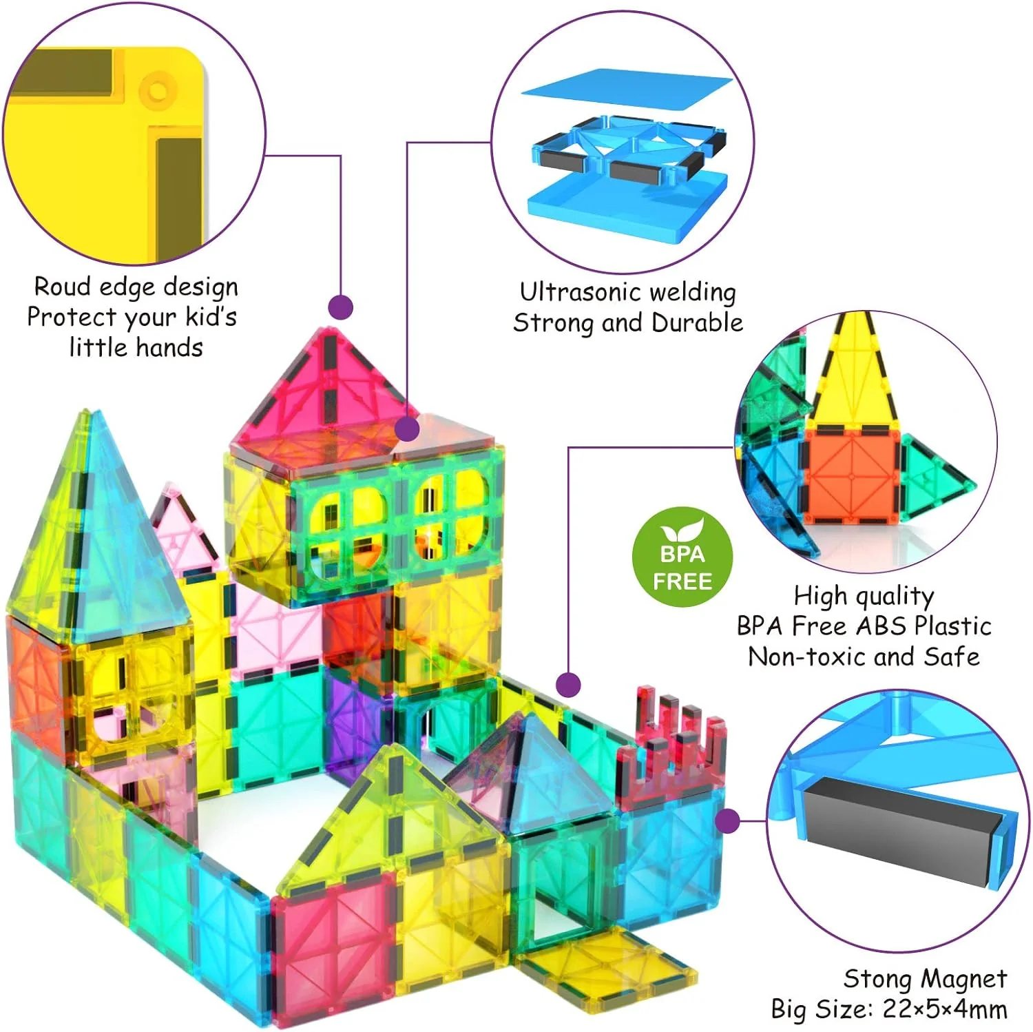108-Piece Magnetic Building Blocks Set – 3D Educational Construction Toy for Kids - Image 4