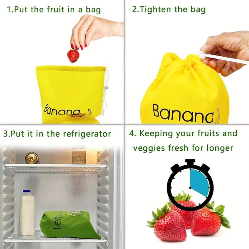 1pc Banana Storage Bag – Reusable Fruit & Vegetable Preservation Pouch, Kitchen Food Freshness Storage Supplies - Image 4