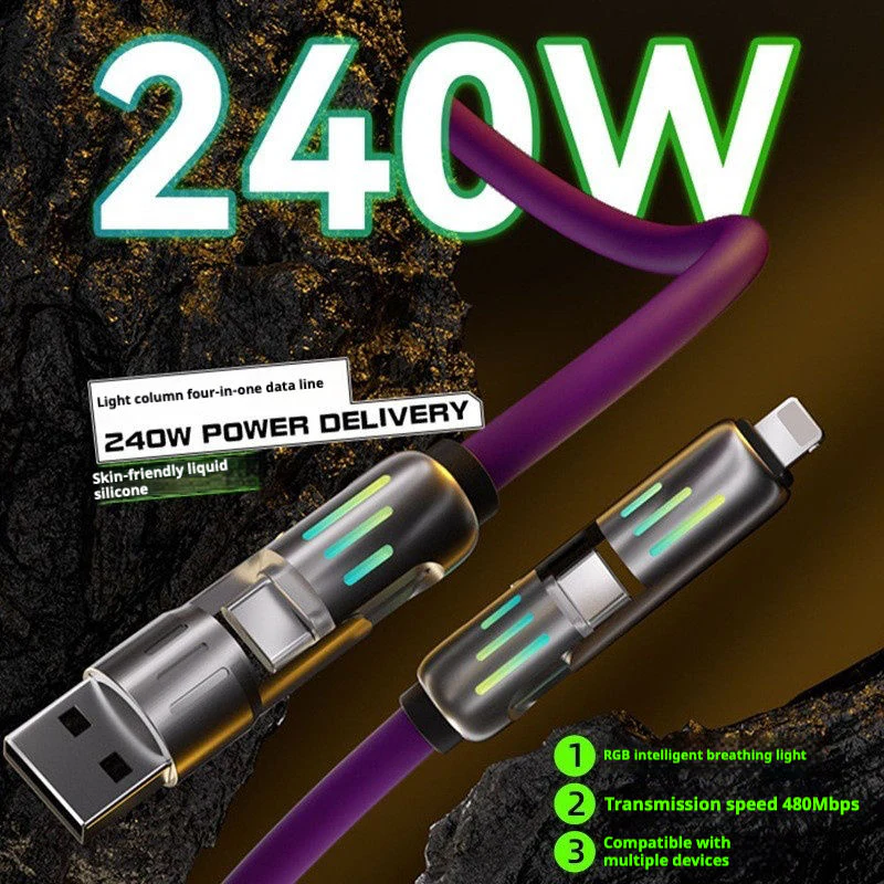 240W 4-in-1 USB Fast Charger with PD & QC Ports - Image 2