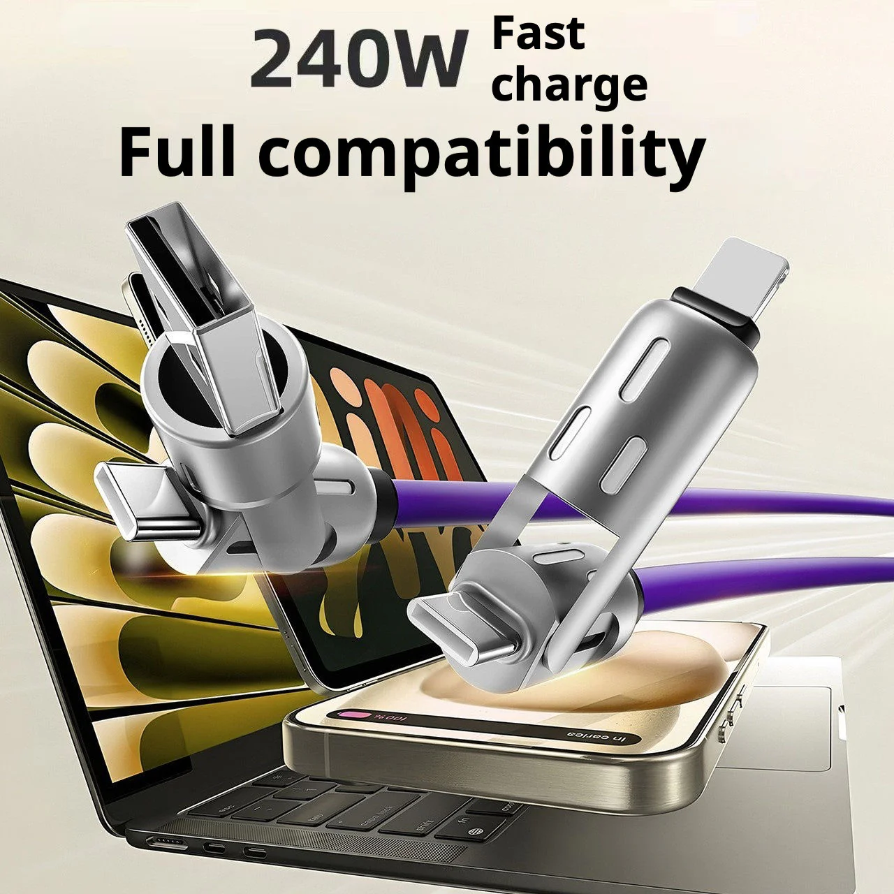 240W 4-in-1 USB Fast Charger with PD & QC Ports - Image 4