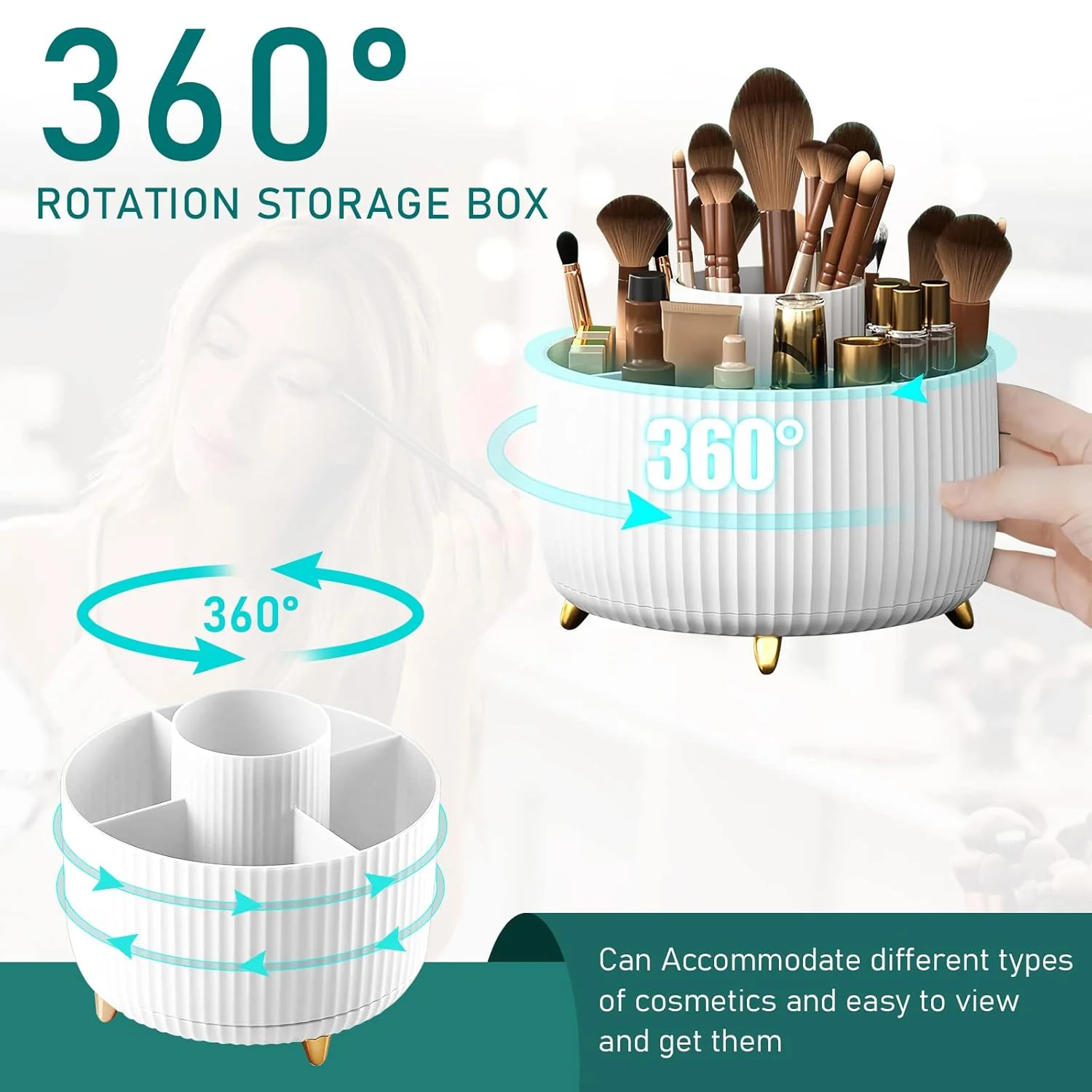360° Rotating Makeup Organizer – Desktop Storage Stand - Image 2