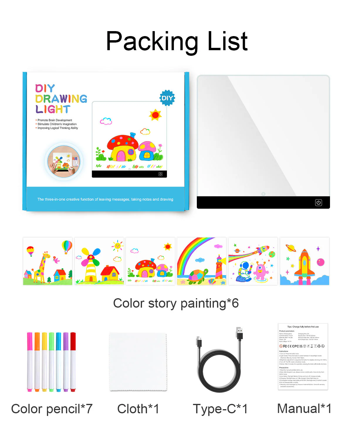 4-Color LED Acrylic Drawing Night Light – USB Erasable Creative Lamp for Kids - Image 5