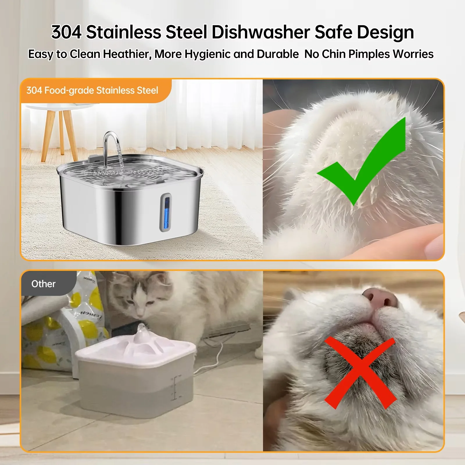 7 L Stainless Steel Automatic Pet Water Feeder – Gravity Fountain with Water Level Window - Image 5