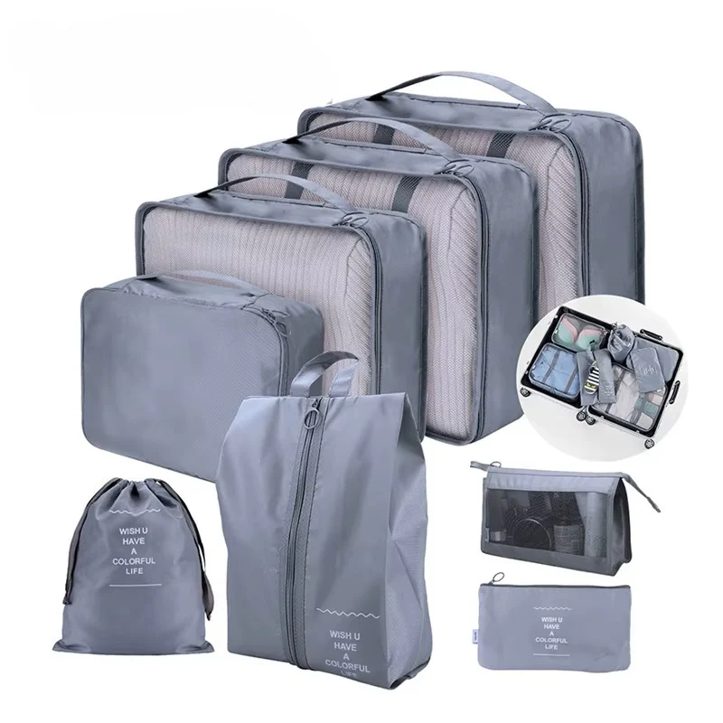 8-Piece Fashion Travel Storage & Packing Cubes Set – Portable Luggage Organizers with Zippers