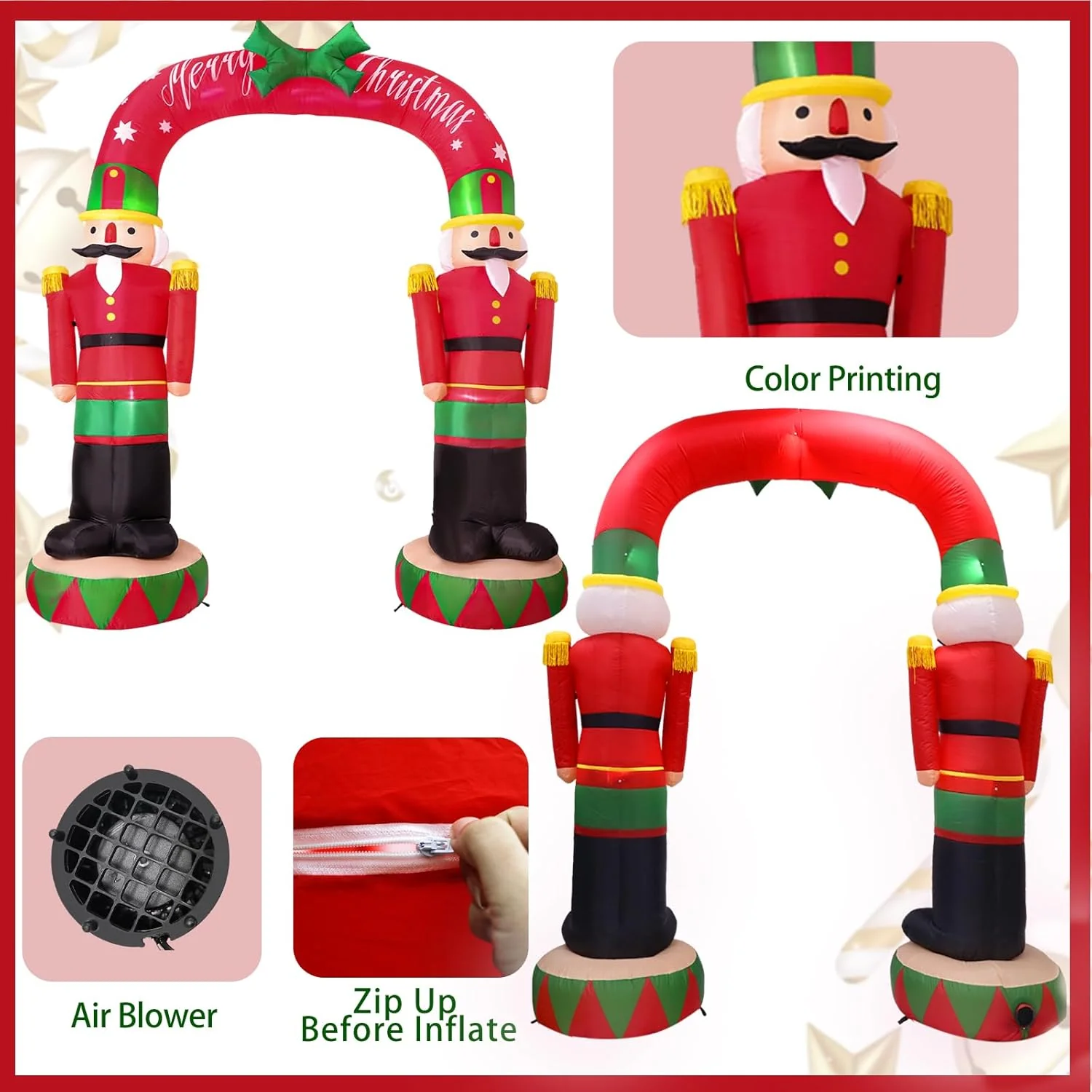 8FT Inflatable Nutcracker Archway – Giant Outdoor Christmas Entrance Decoration - Image 3