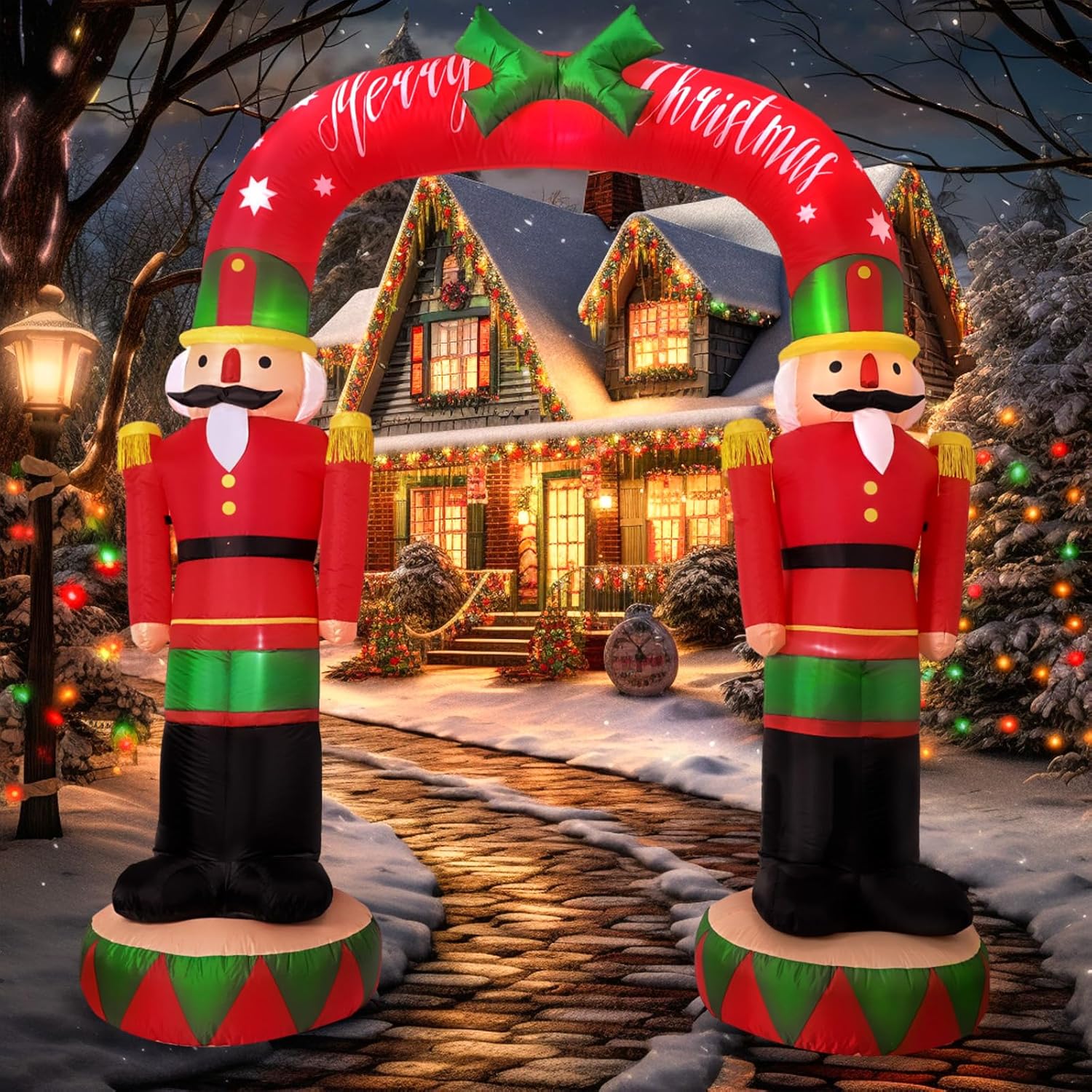 8FT Inflatable Nutcracker Archway – Giant Outdoor Christmas Entrance Decoration - Image 4