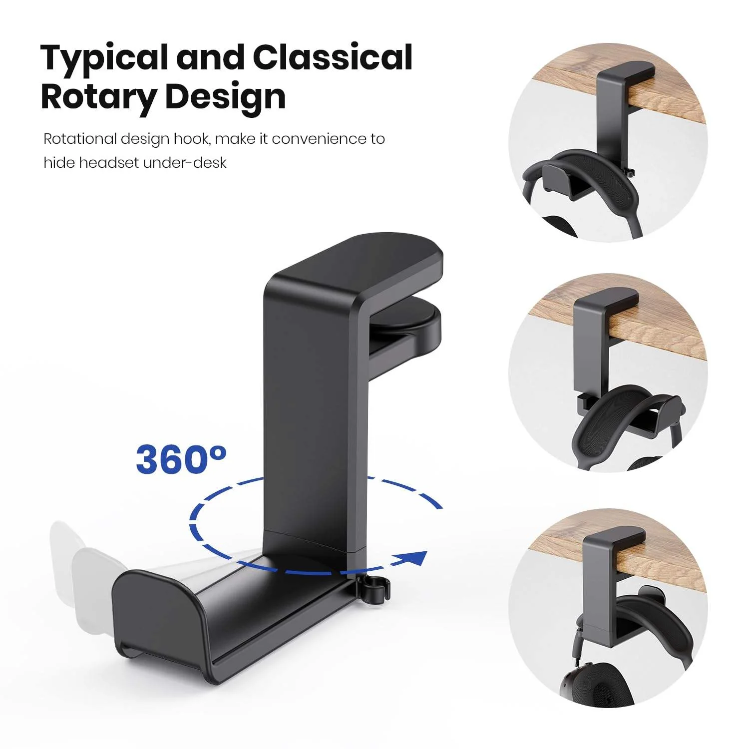 Adjustable Clamp-On Rotating Headphone Stand – 10–42mm Desk Mount - Image 4