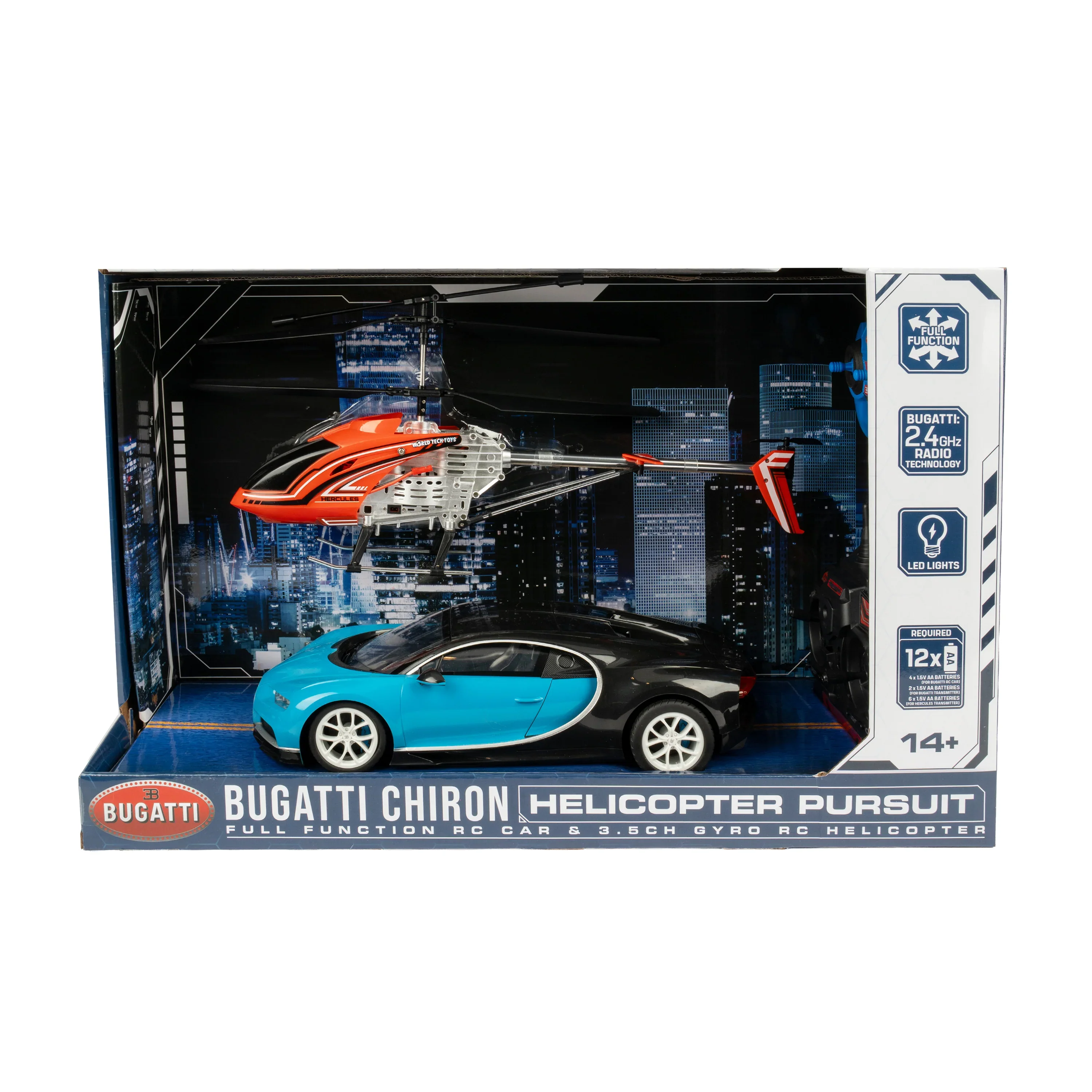 Bugatti Chiron RC Car & 3.5-Channel Gyro Helicopter Pursuit Set - Image 2