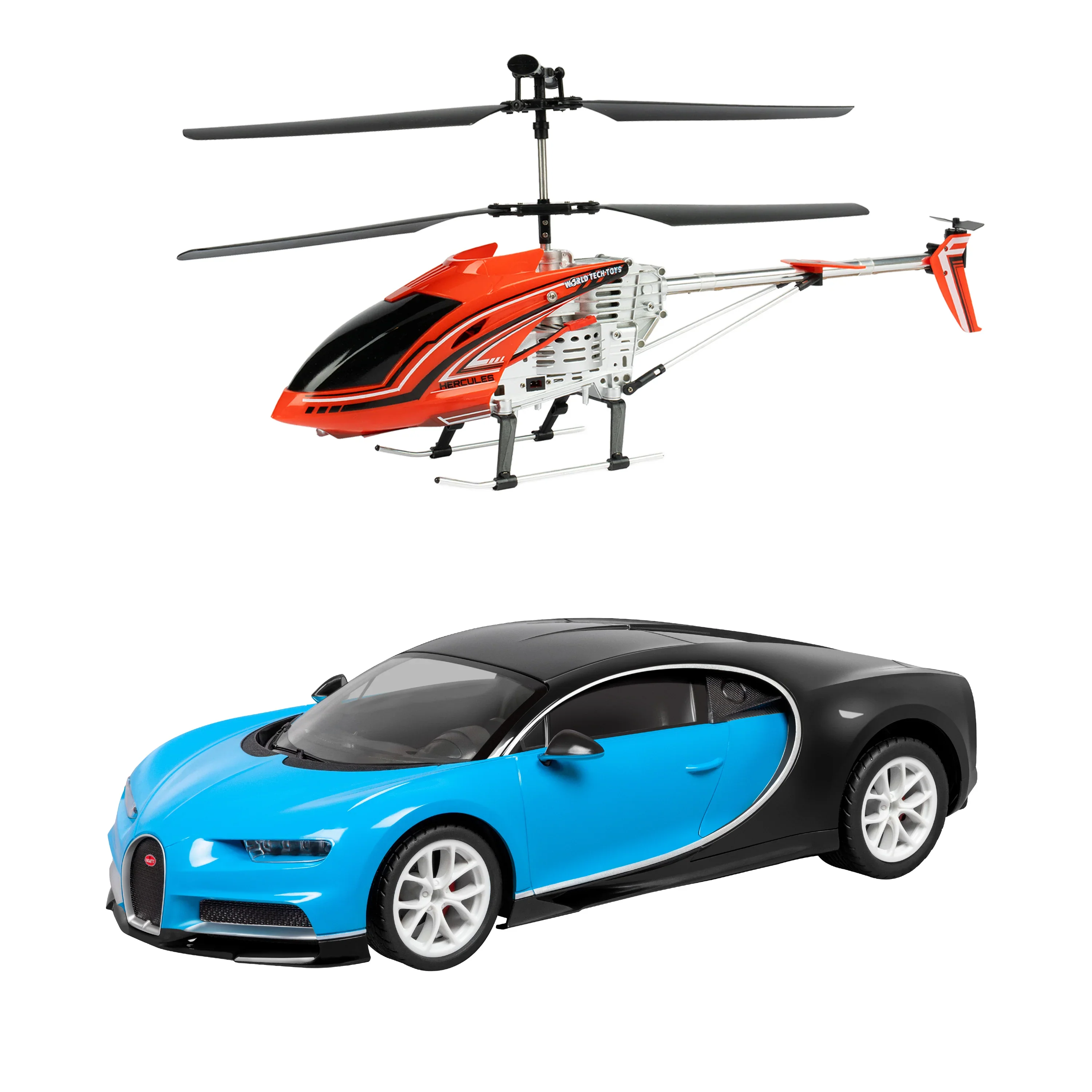 Bugatti Chiron RC Car & 3.5-Channel Gyro Helicopter Pursuit Set - Image 3