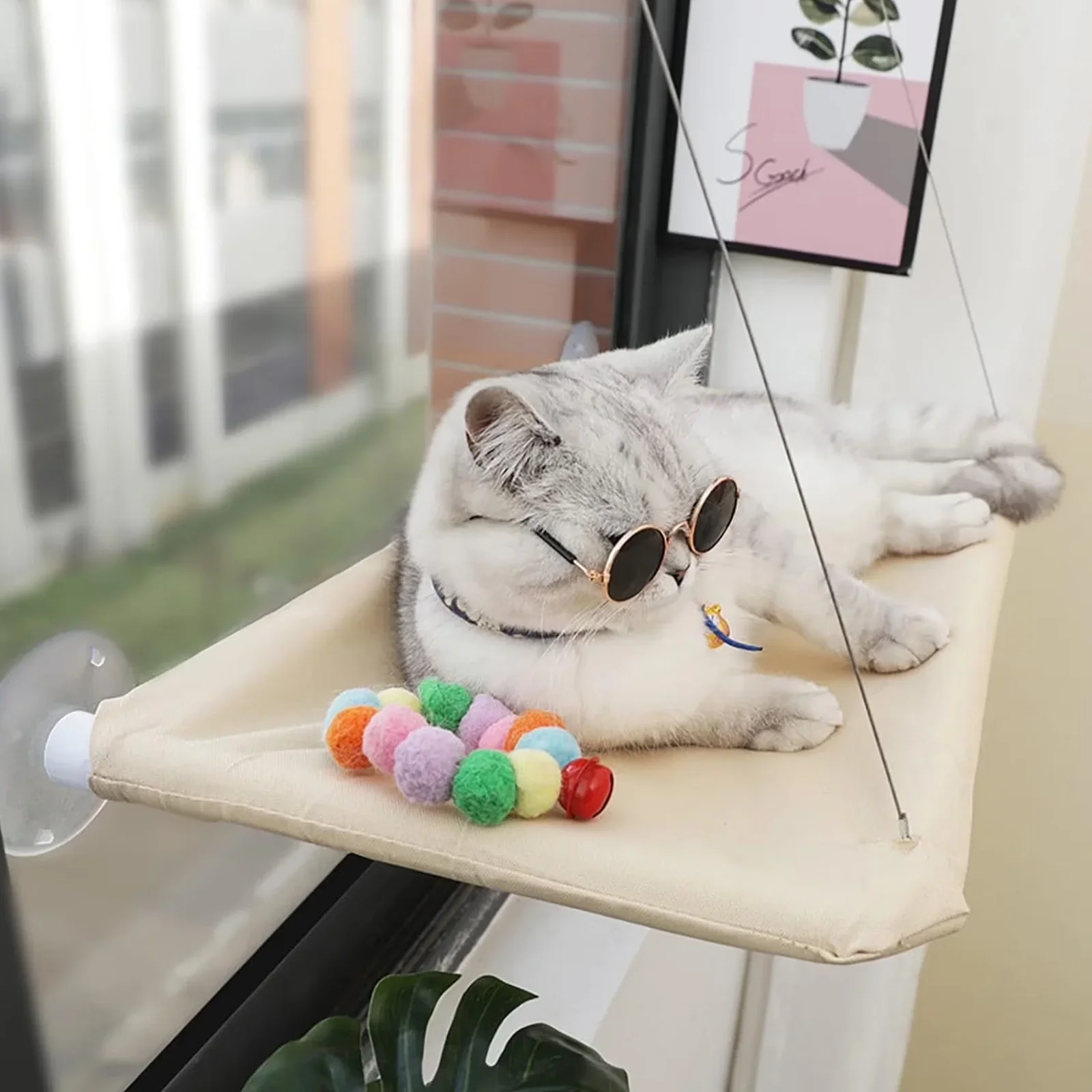 Cat Window Hammock Bed – Suction Cup Hanging Seat for Sunny Window Lounging - Image 2
