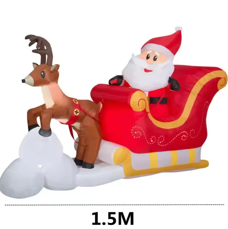 Christmas Inflatable Santa Sleigh with Reindeer – LED Light-Up Outdoor Holiday Decoration - Image 5
