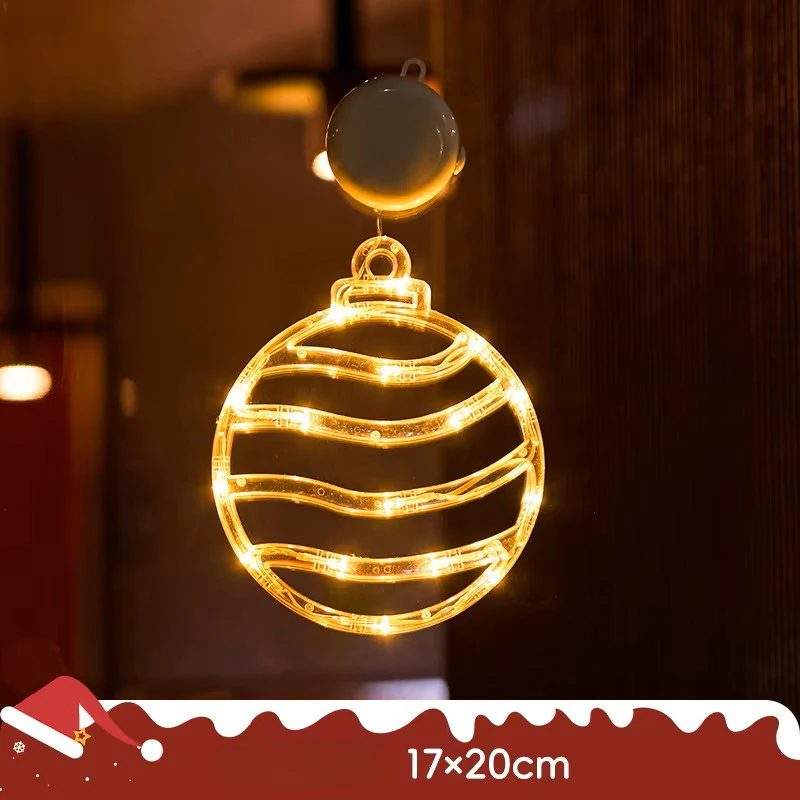 Christmas LED Light Snowflake & Santa Hanging Sucker Lamp – Window/Wall Holiday Decoration - Image 12