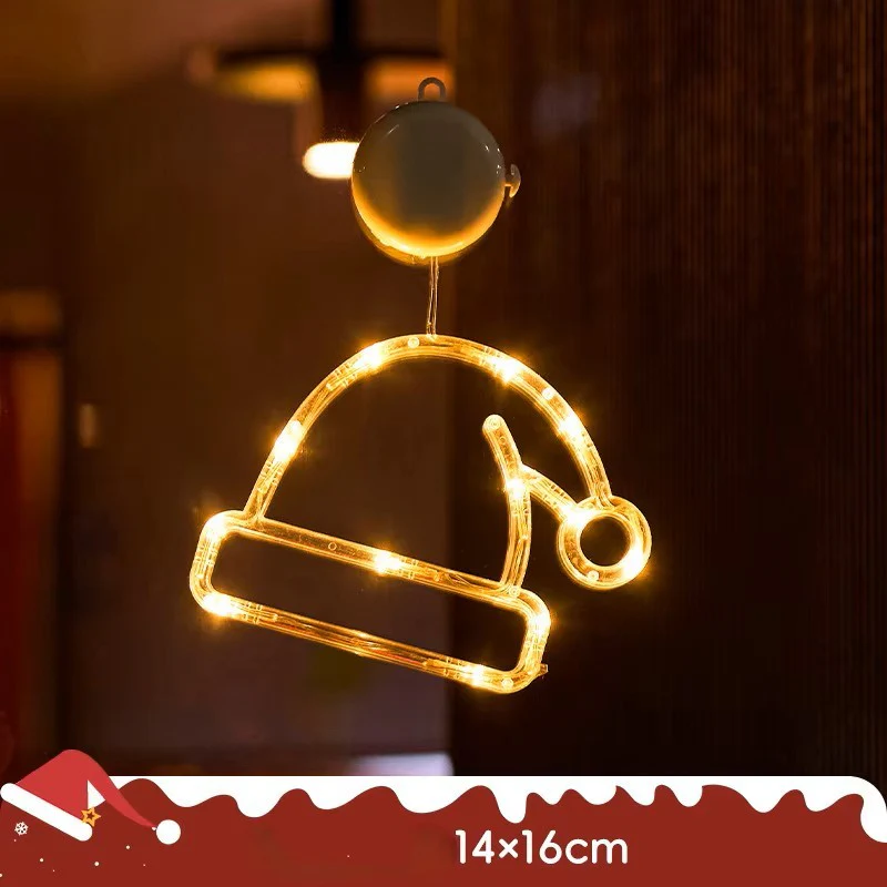Christmas LED Light Snowflake & Santa Hanging Sucker Lamp – Window/Wall Holiday Decoration - Image 13