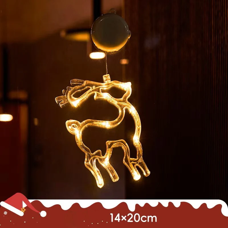 Christmas LED Light Snowflake & Santa Hanging Sucker Lamp – Window/Wall Holiday Decoration - Image 3