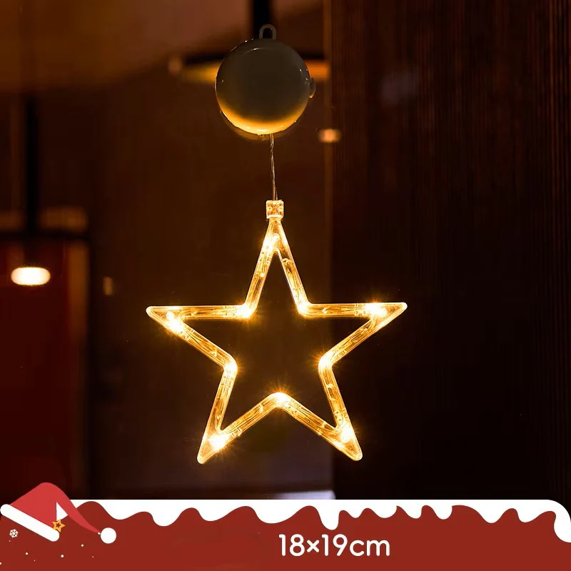 Christmas LED Light Snowflake & Santa Hanging Sucker Lamp – Window/Wall Holiday Decoration - Image 6