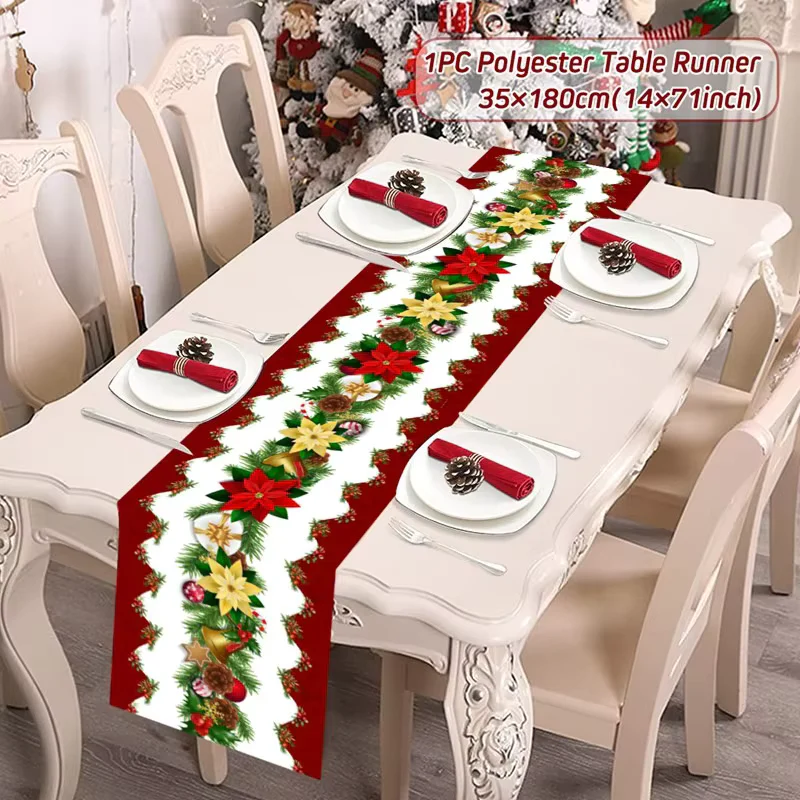 Christmas Table Runner – Festive Polyester Dining Table Decoration - Image 2