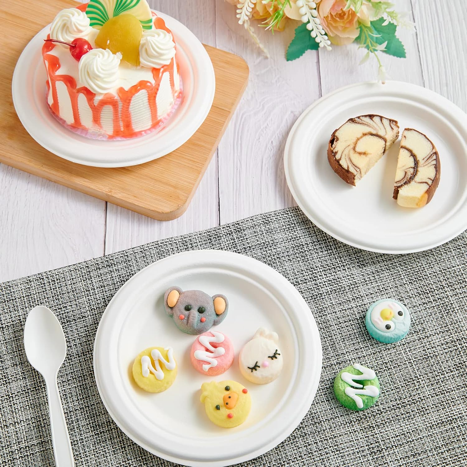 Compostable Sugarcane Bagasse Dessert Plates - Image 3
