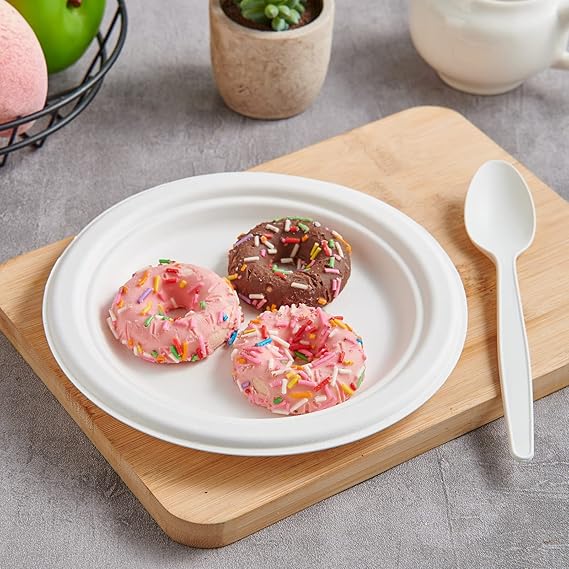 Compostable Sugarcane Bagasse Dessert Plates - Image 4