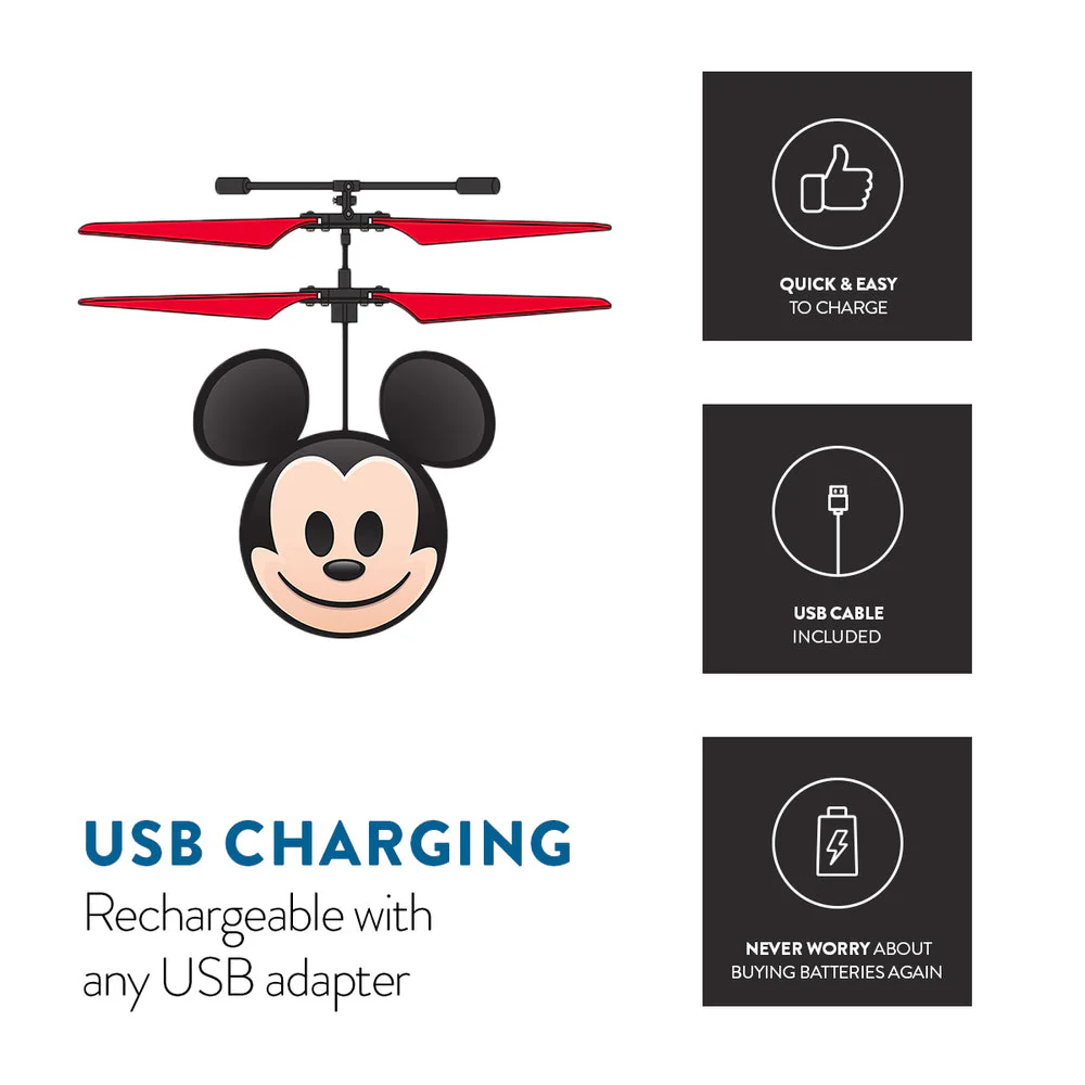 Disney Emoji Mickey Mouse IR UFO Ball Helicopter - Image 5