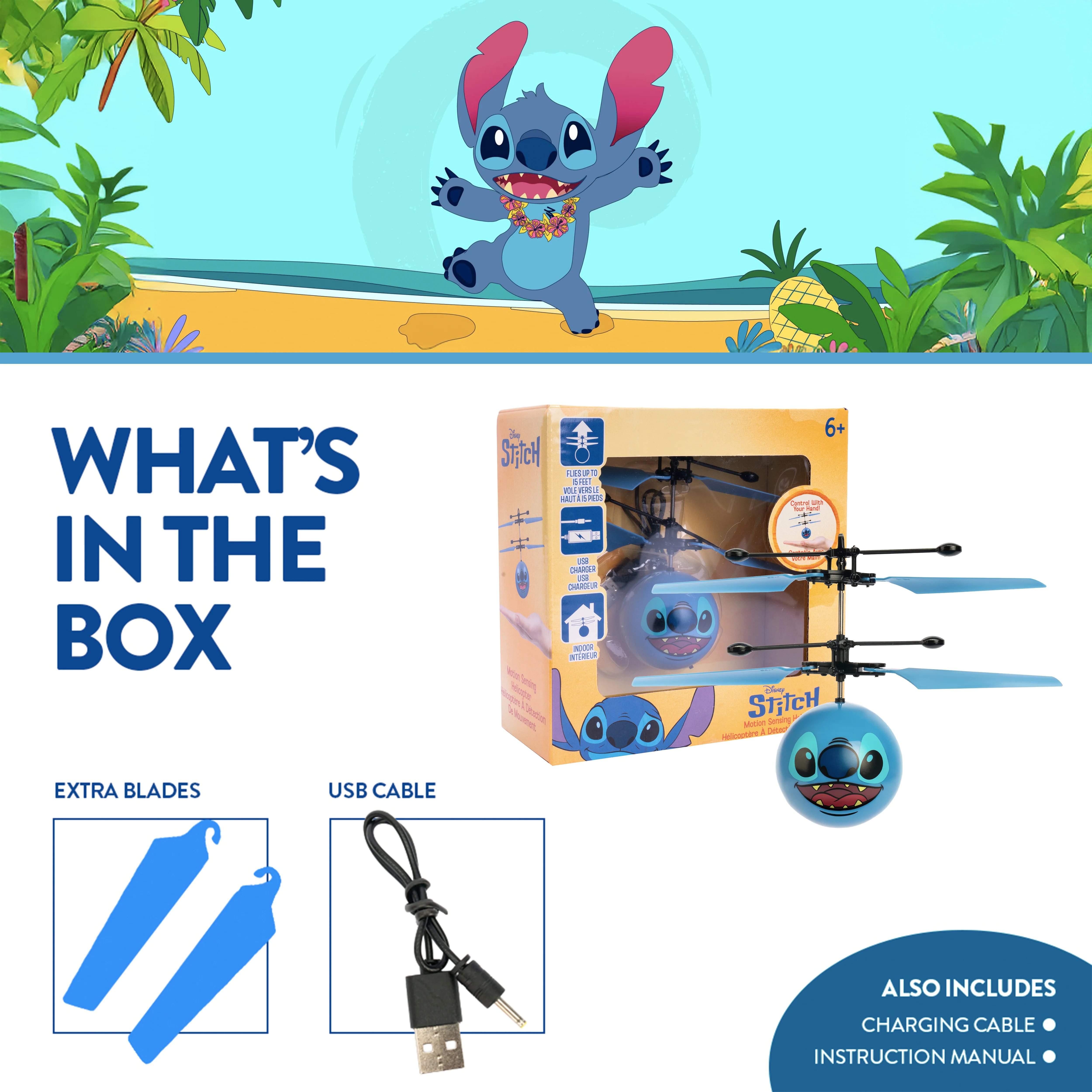 Disney Stitch Motion Sensing IR UFO Ball Helicopter - Image 4