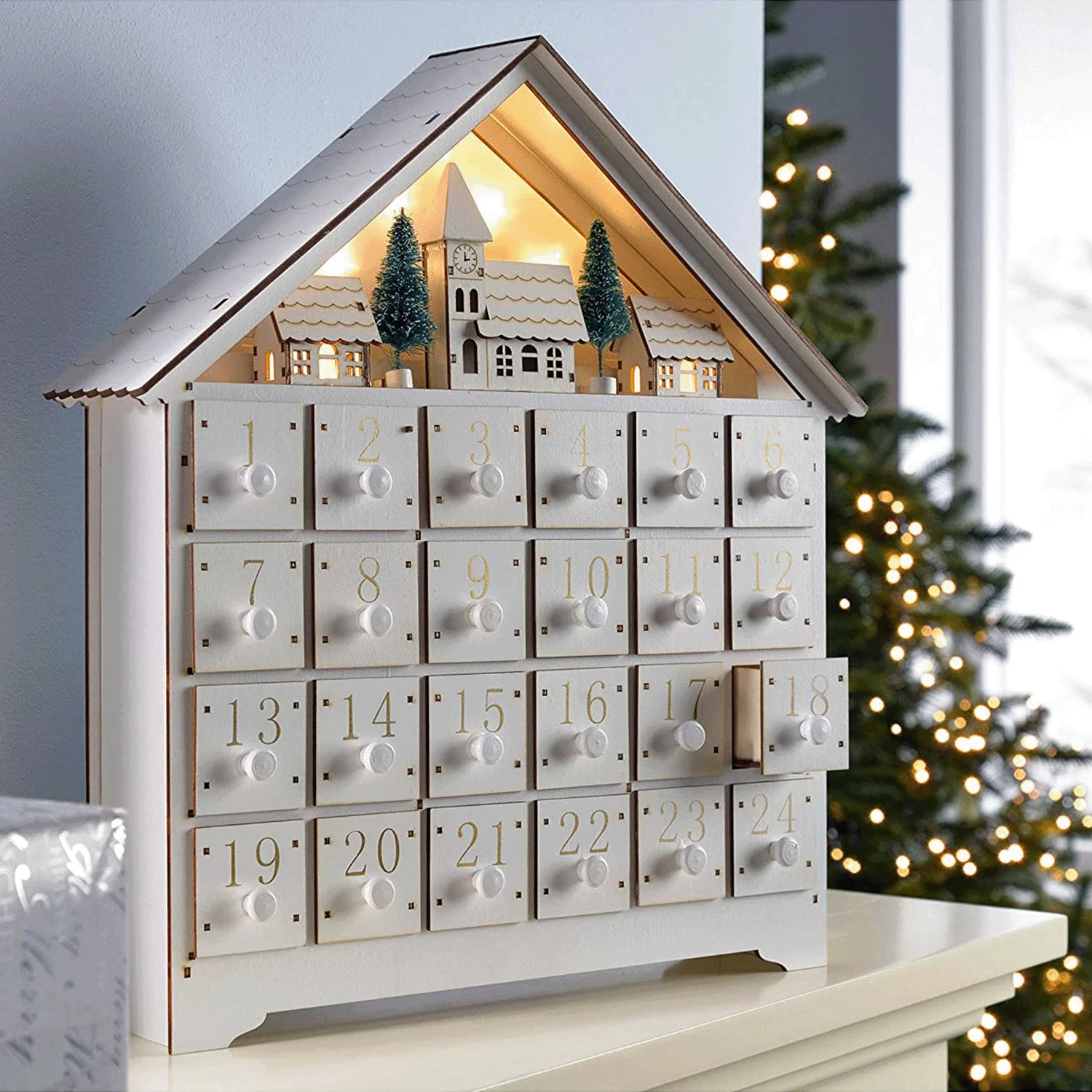 DIY LED Light-Up Wooden Advent Calendar – 24-Day Christmas Countdown Decoration - Image 2