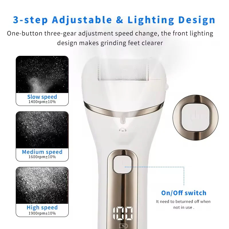 Electric Foot Callus Remover – USB Rechargeable Pedicure Grinder with 3 Grinding Heads & Strong Motor - Image 10