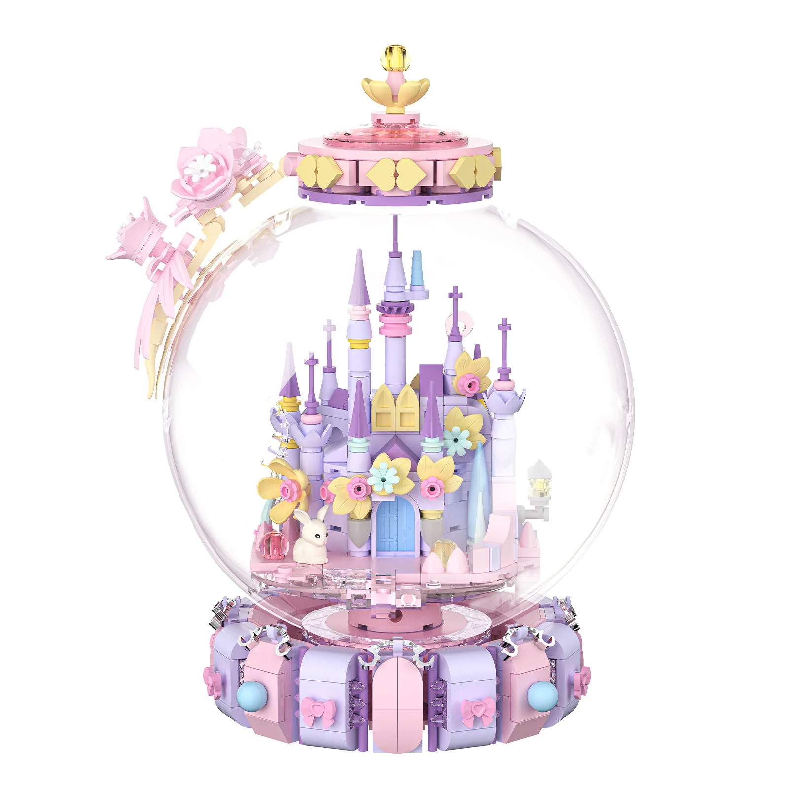 Enchanted Crystal Castle Building Set – Fantasy Rotating DIY Display Globe - Image 3