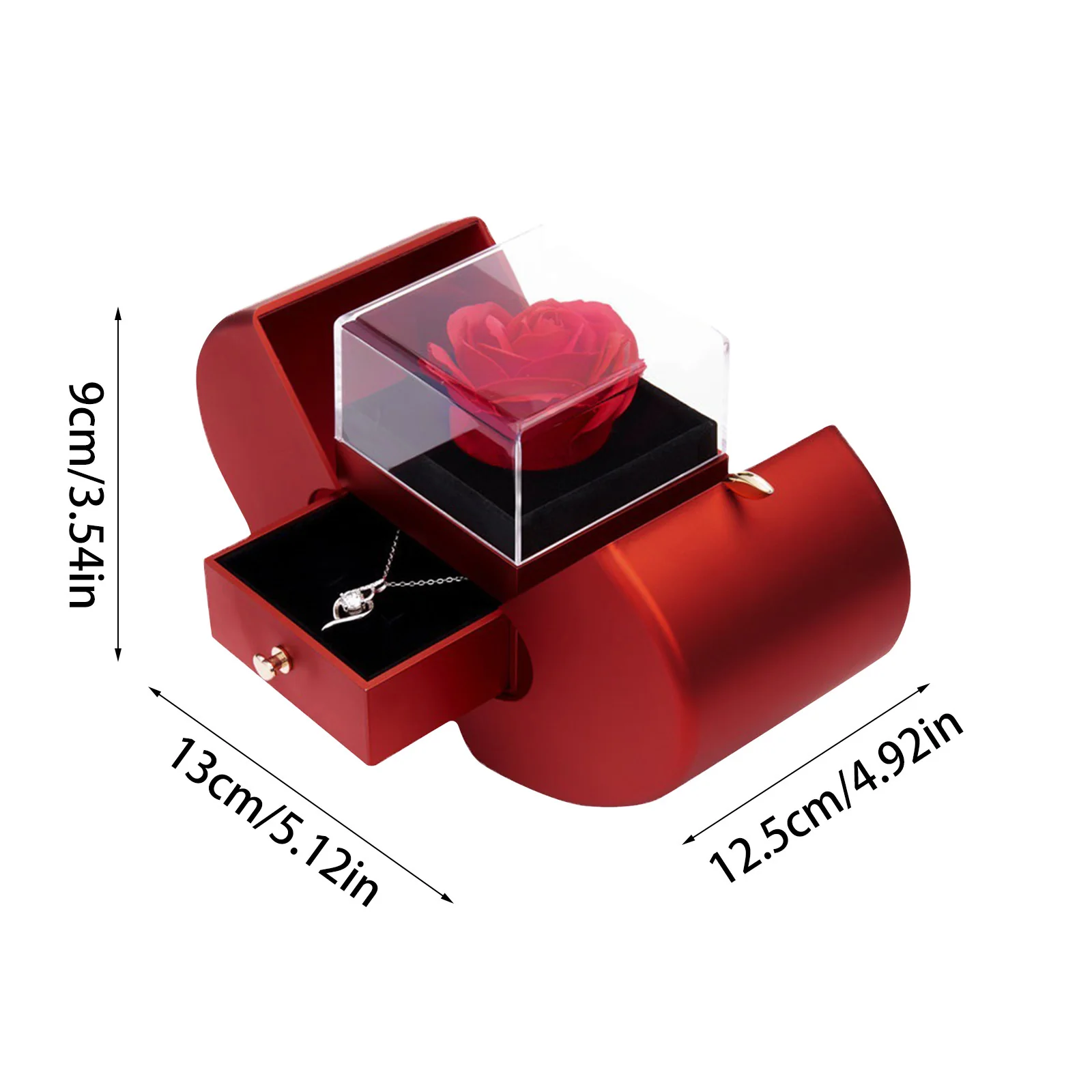 Eternal Rose + Necklace in a Red Apple Jewelry Box - Image 5