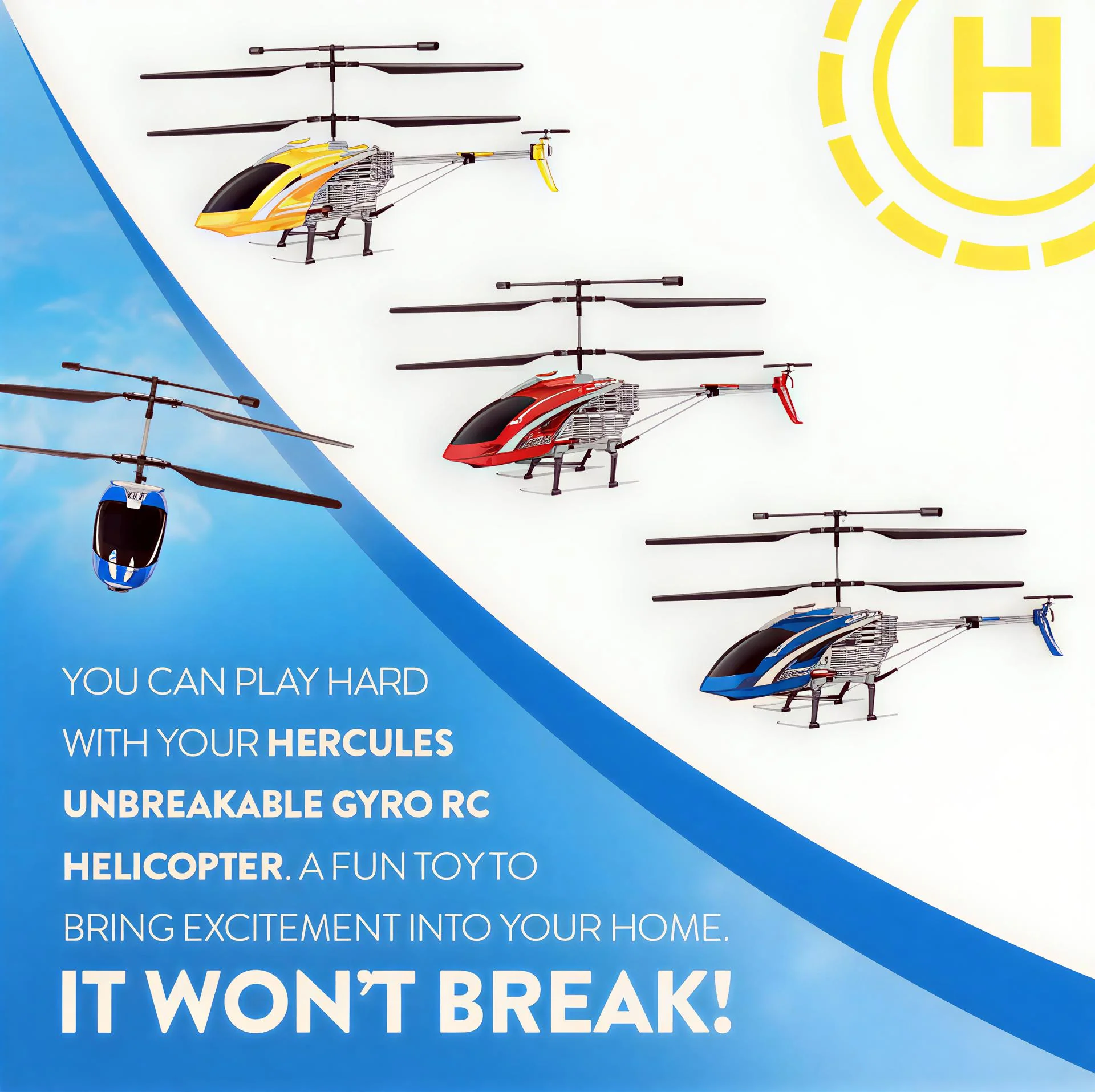 Hercules 3.5CH Gyro Helicopter – Unbreakable Remote Control Helicopter with LED Lights and USB Recharge - Image 4