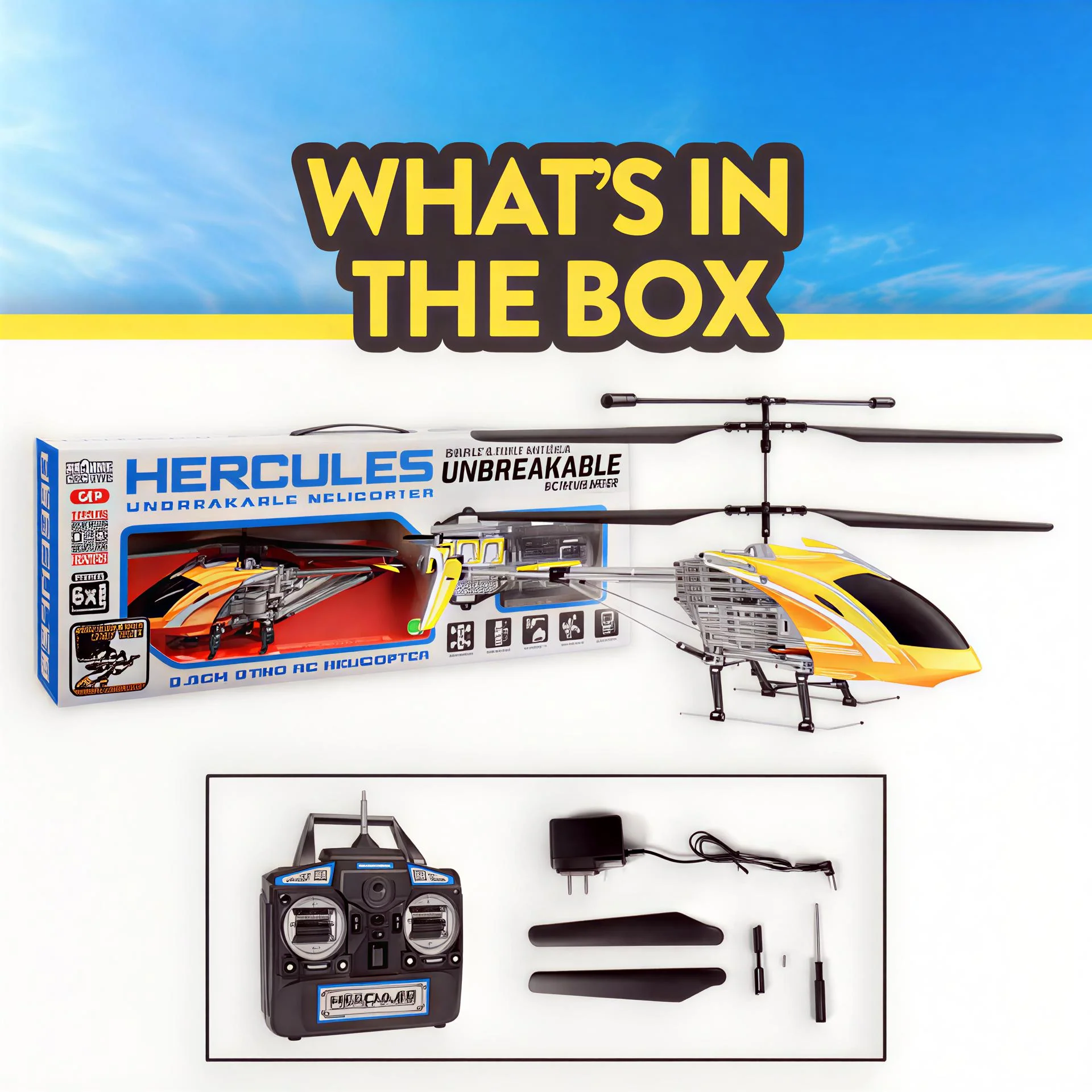Hercules 3.5CH Gyro Helicopter – Unbreakable Remote Control Helicopter with LED Lights and USB Recharge - Image 6