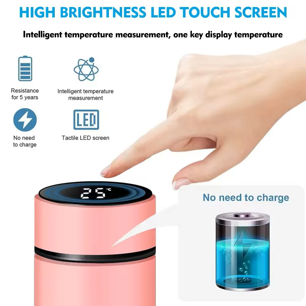 Intelligent 500 ml LED Display Temperature Stainless Steel Water Bottle – Smart Thermal Flask - Image 4