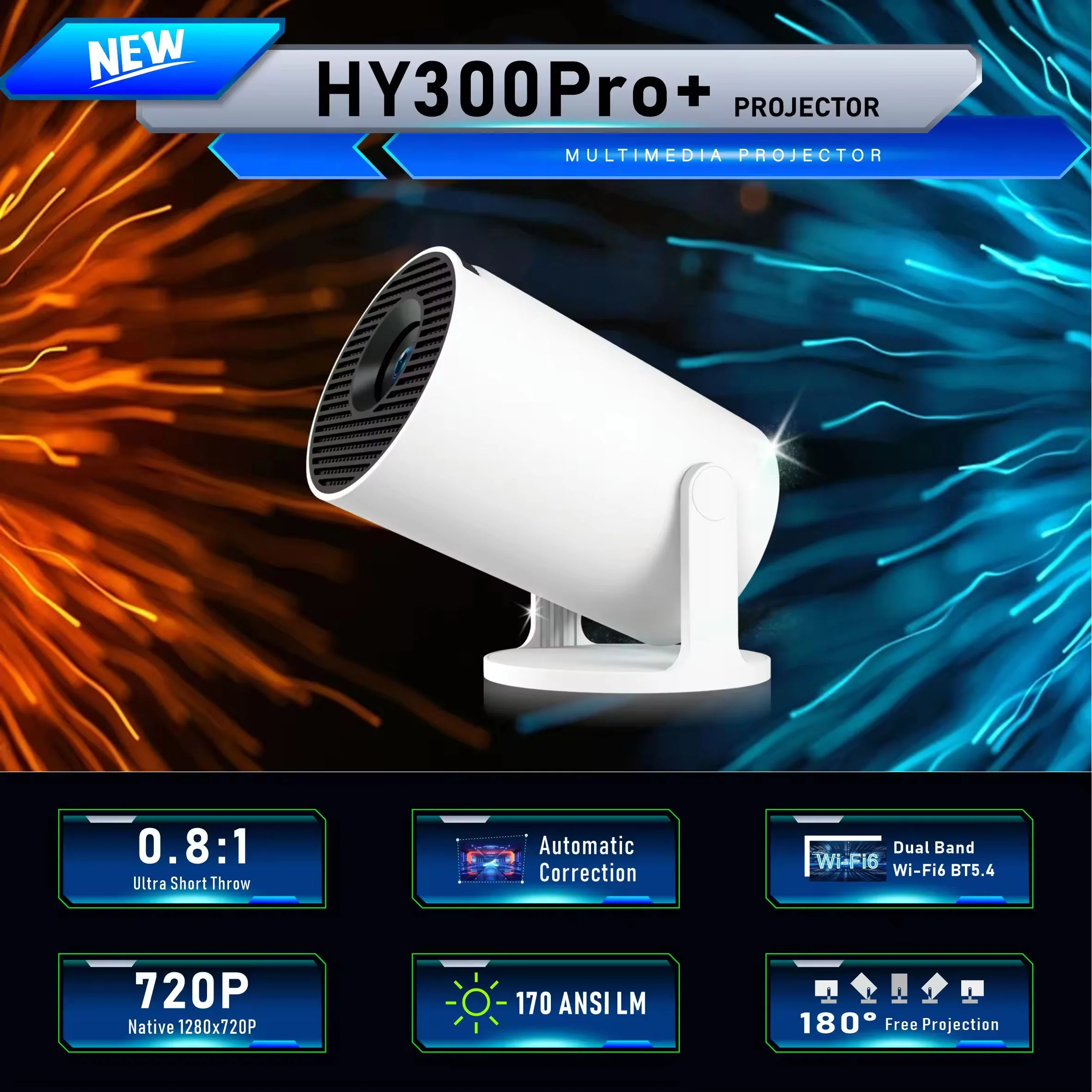 HY300 PRO+ Mini Portable Android Smart Projector - Image 3