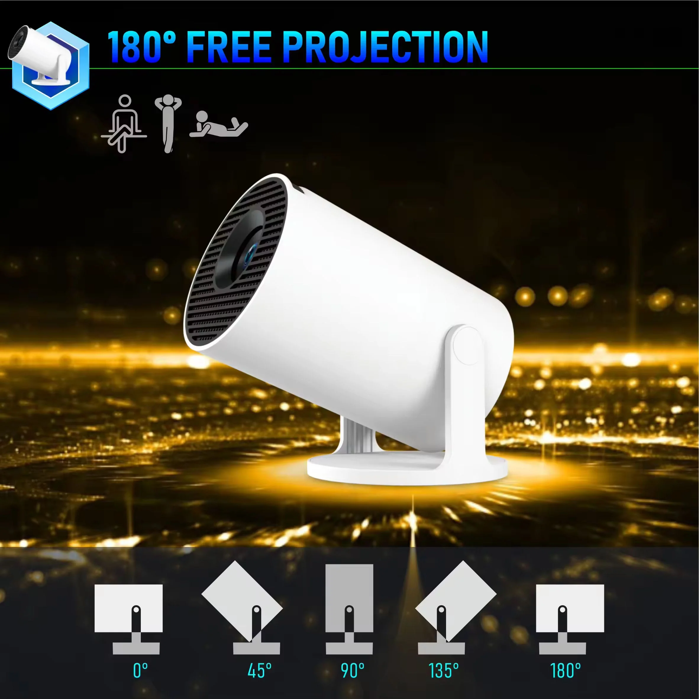 HY300 PRO+ Mini Portable Android Smart Projector - Image 4