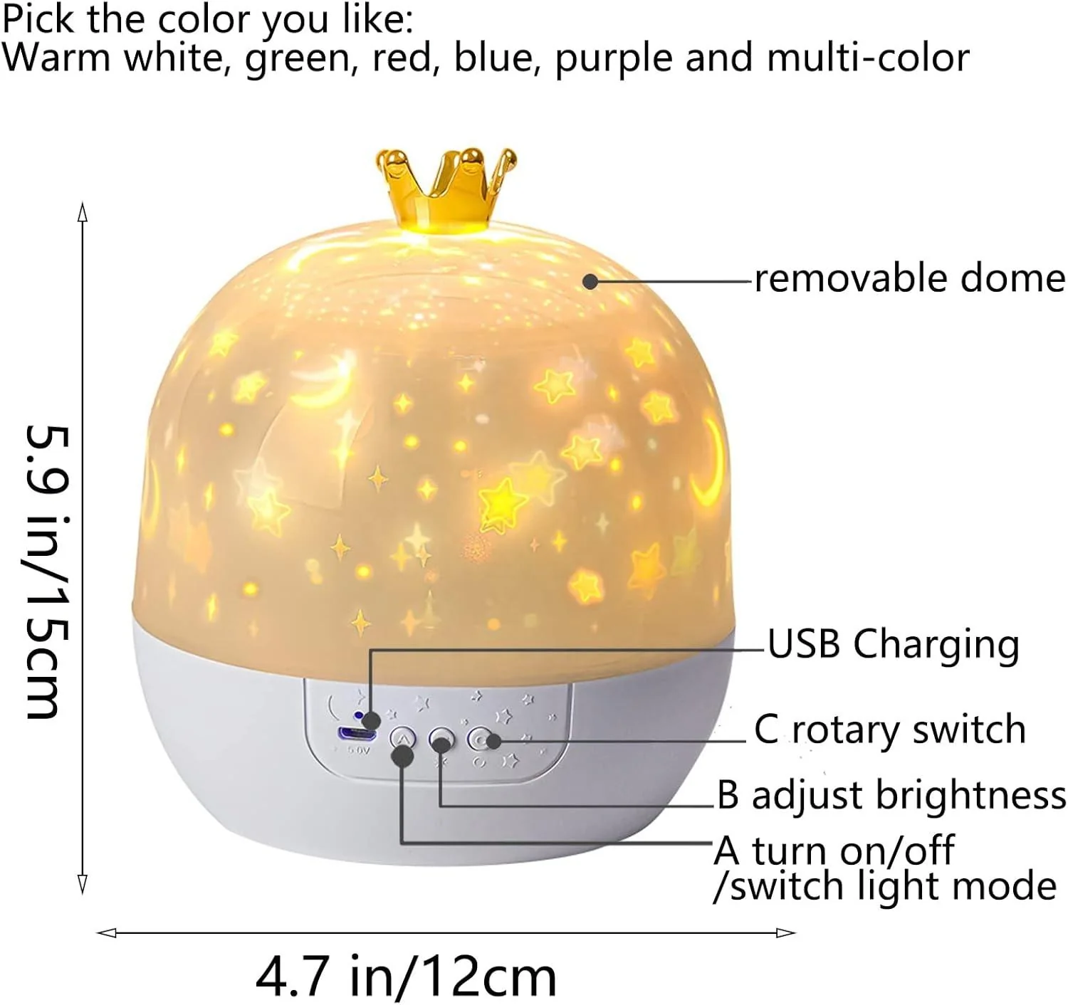 Kids Themed Rotating Night Light Projector 15-Film 360° Starry Sky Lamp - Image 6