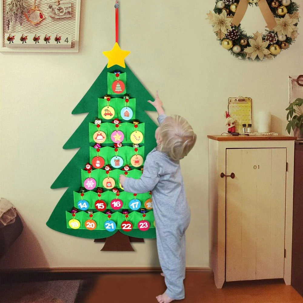 Kids Toy Gift Felt Countdown Christmas Tree Advent Calendar – Wall Hanging Holiday Decoration for Children - Image 5