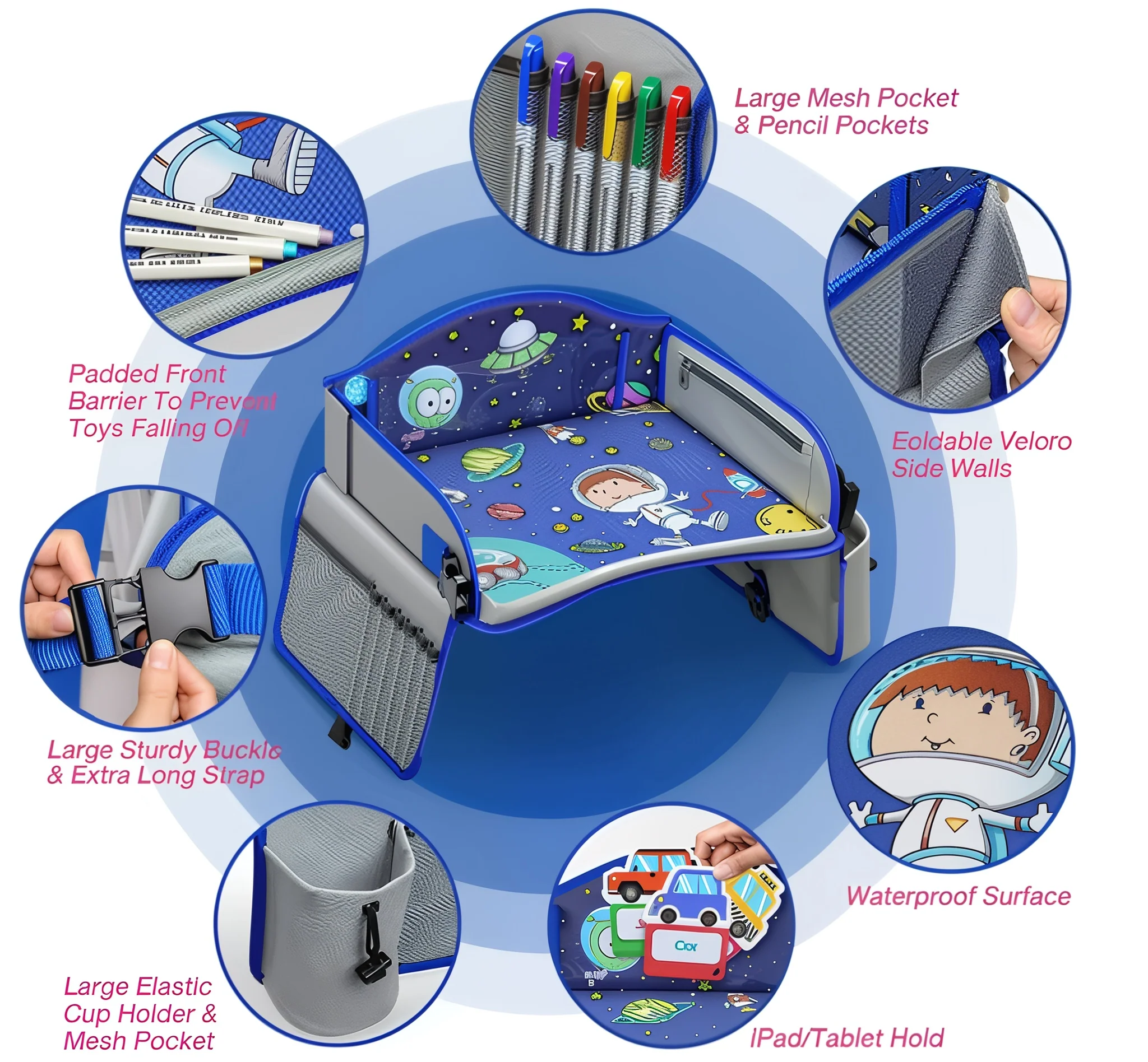 Kids Travel Tray for Car – Toddler Lap Desk & Organizer for Road Trips, Airplane & Car Seat - Image 6
