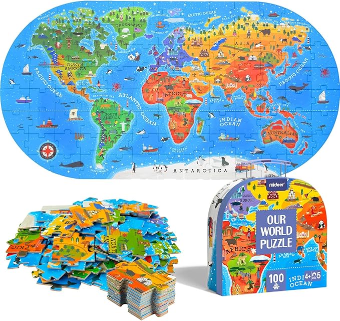 Kids' World Map Floor Puzzle - Image 4