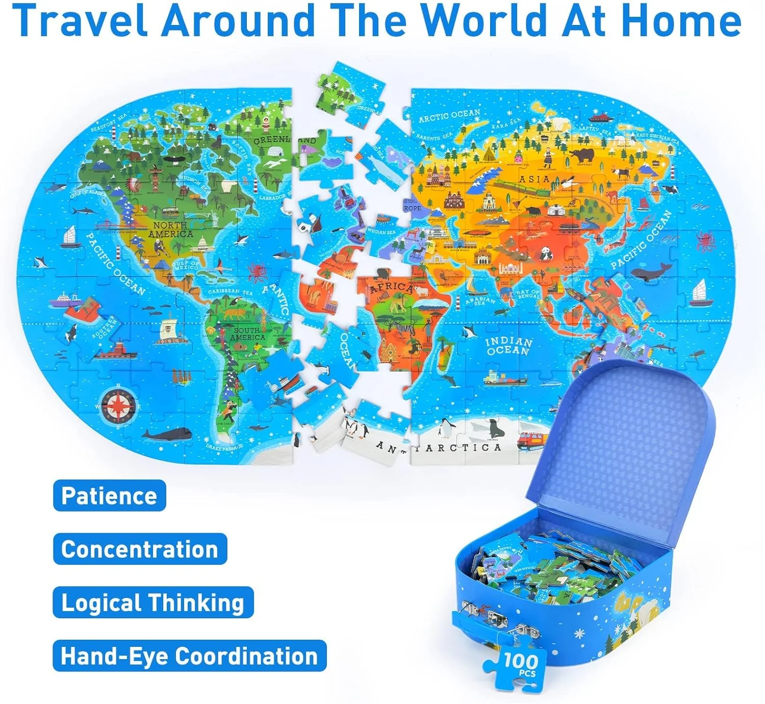Kids' World Map Floor Puzzle - Image 7