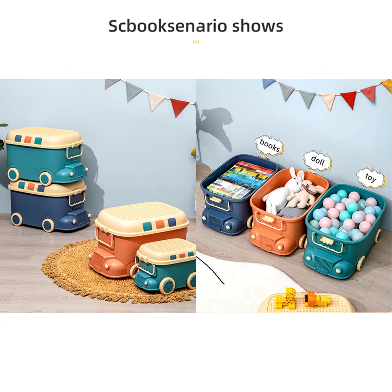 Large Kids Toy Box with Wheels – Rolling Storage Bin - Image 4