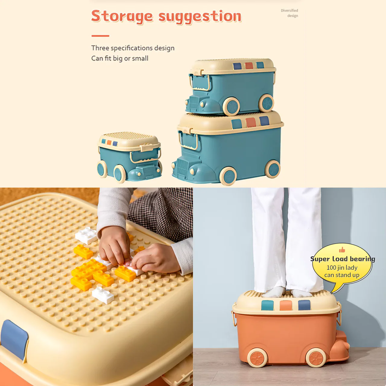 Large Kids Toy Box with Wheels – Rolling Storage Bin - Image 7