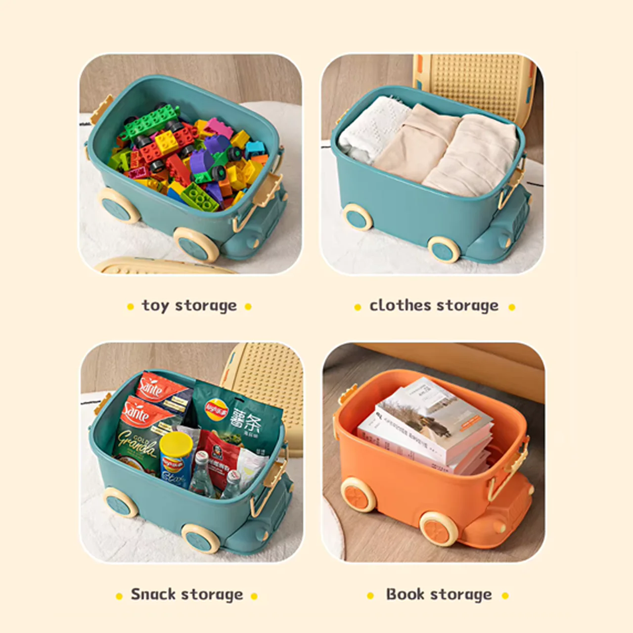 Large Kids Toy Box with Wheels – Rolling Storage Bin - Image 8