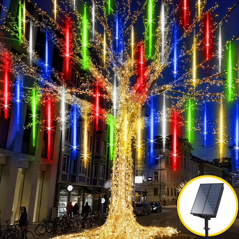 LED Meteor Shower Lights – Falling Rain Christmas Tree & Garden Decoration - Image 2