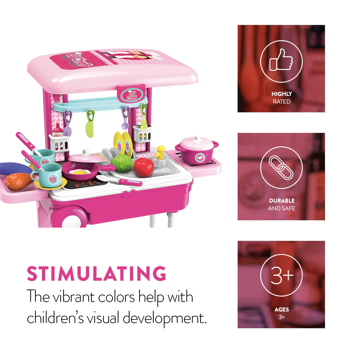 Lil’ Chef Suitcase Playset – 37 Piece Kids Cooking & Kitchen Role-Play Kit - Image 4