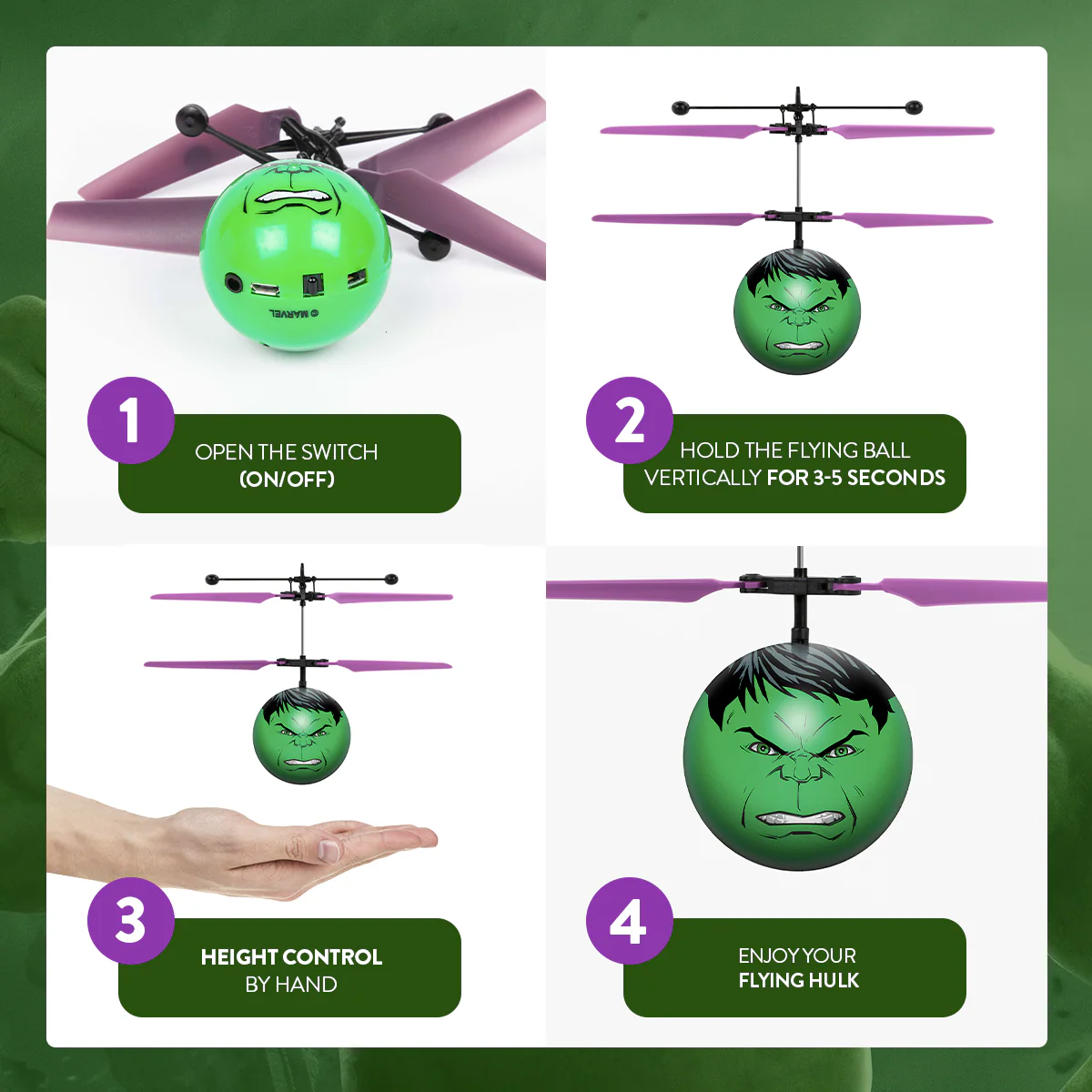 Marvel Avengers Hulk IR UFO Ball Helicopter - Image 4