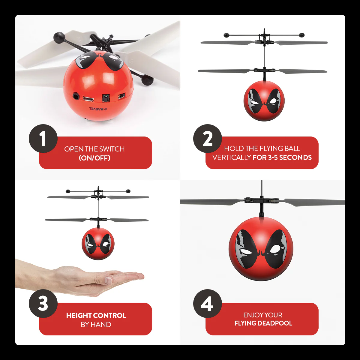 Marvel X-Men Deadpool IR UFO Ball Helicopter - Image 4