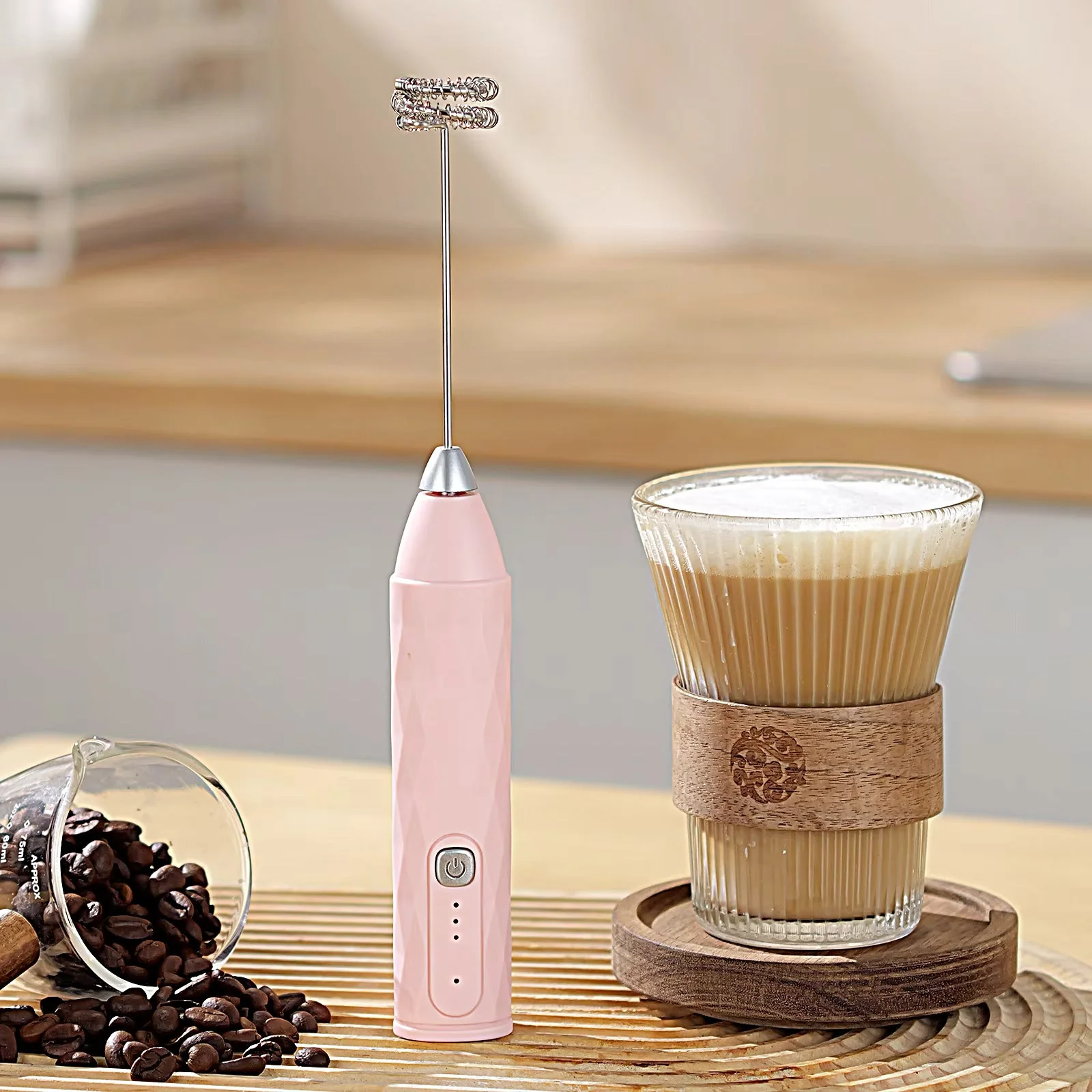 Mini Electric Handheld Milk Frother – USB Rechargeable Coffee, Latte & Cocktail Mixer - Image 3