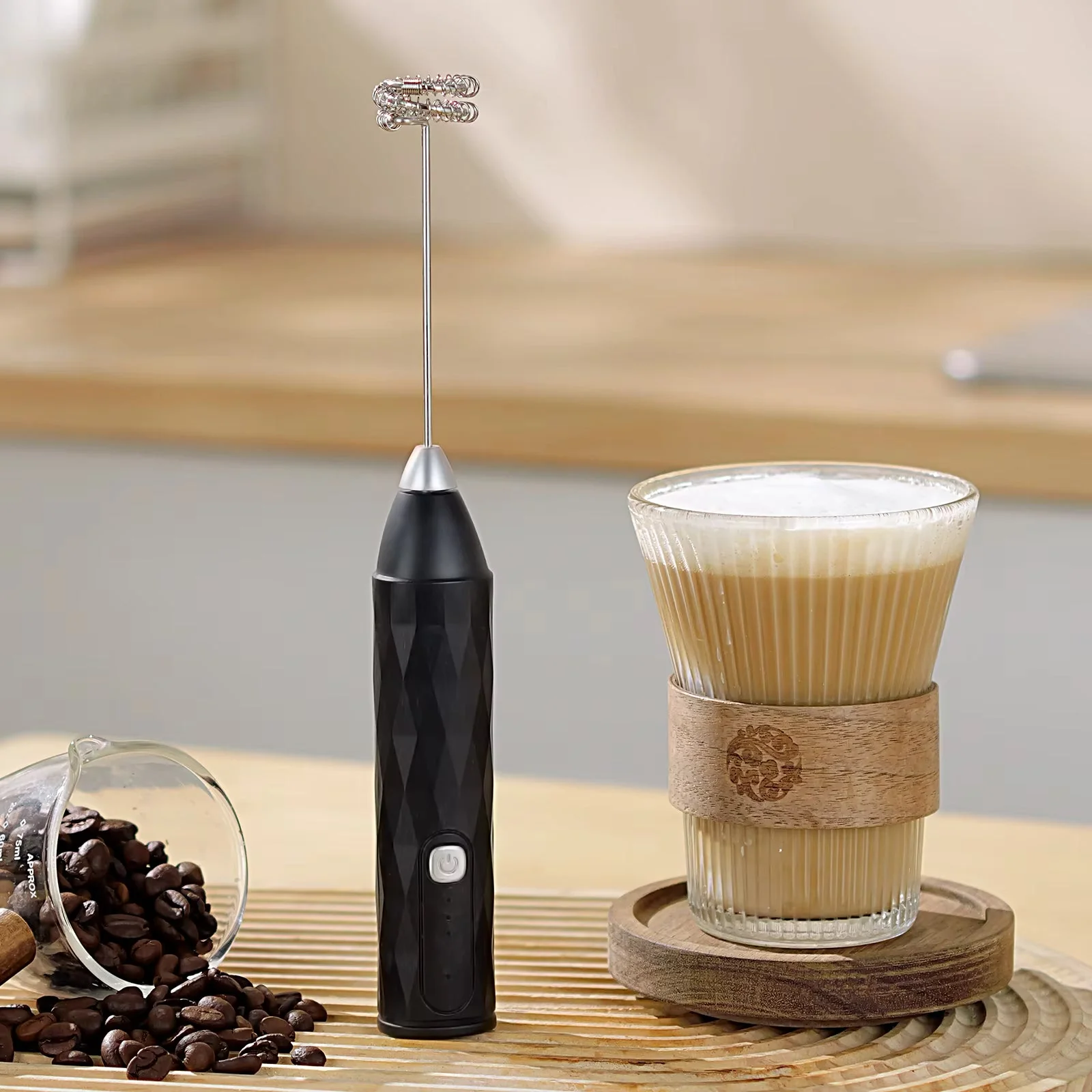 Mini Electric Handheld Milk Frother – USB Rechargeable Coffee, Latte & Cocktail Mixer - Image 6