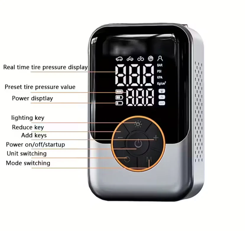 Mini Portable Wireless Electric Tire Inflator with LED Display - Image 8