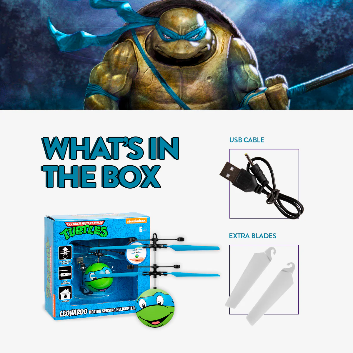 Nickelodeon TMNT Leonardo IR UFO Ball Helicopter - Image 2